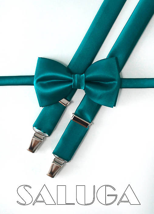 Pánske doplnky - Pánsky motýlik a traky - petrolejový - 18098940_