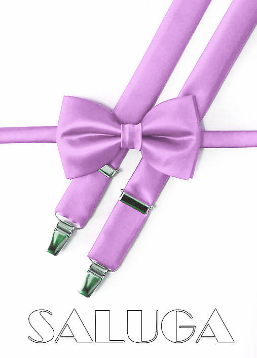 Pánske doplnky - Pánsky alebo detský motýlik a traky - fialový - 18098943_