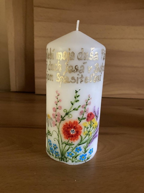 Svietidlá - Maľovaná sviečka s citátom /na želanie/ - 18100959_