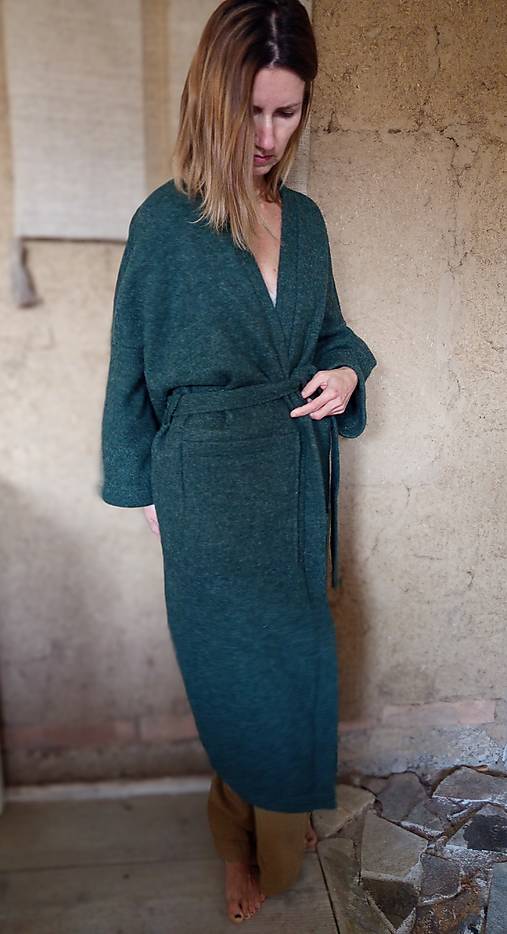 Bundy a kabáty - *Vlnený kimono kabát* - 18099410_