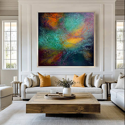 Obrazy - Jeseň na hladine_abstrakt 90x90 - 18098552_