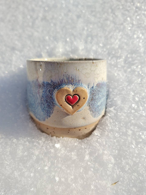 Nádoby - Keramický hrnček so srdiečkom modrý  - 18099579_