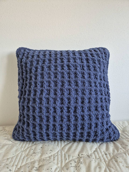 Kockovaná obliečka na vankúš 40x40 cm (Modrá)