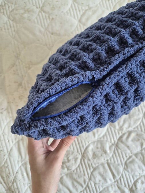 Kockovaná obliečka na vankúš 40x40 cm (Modrá)