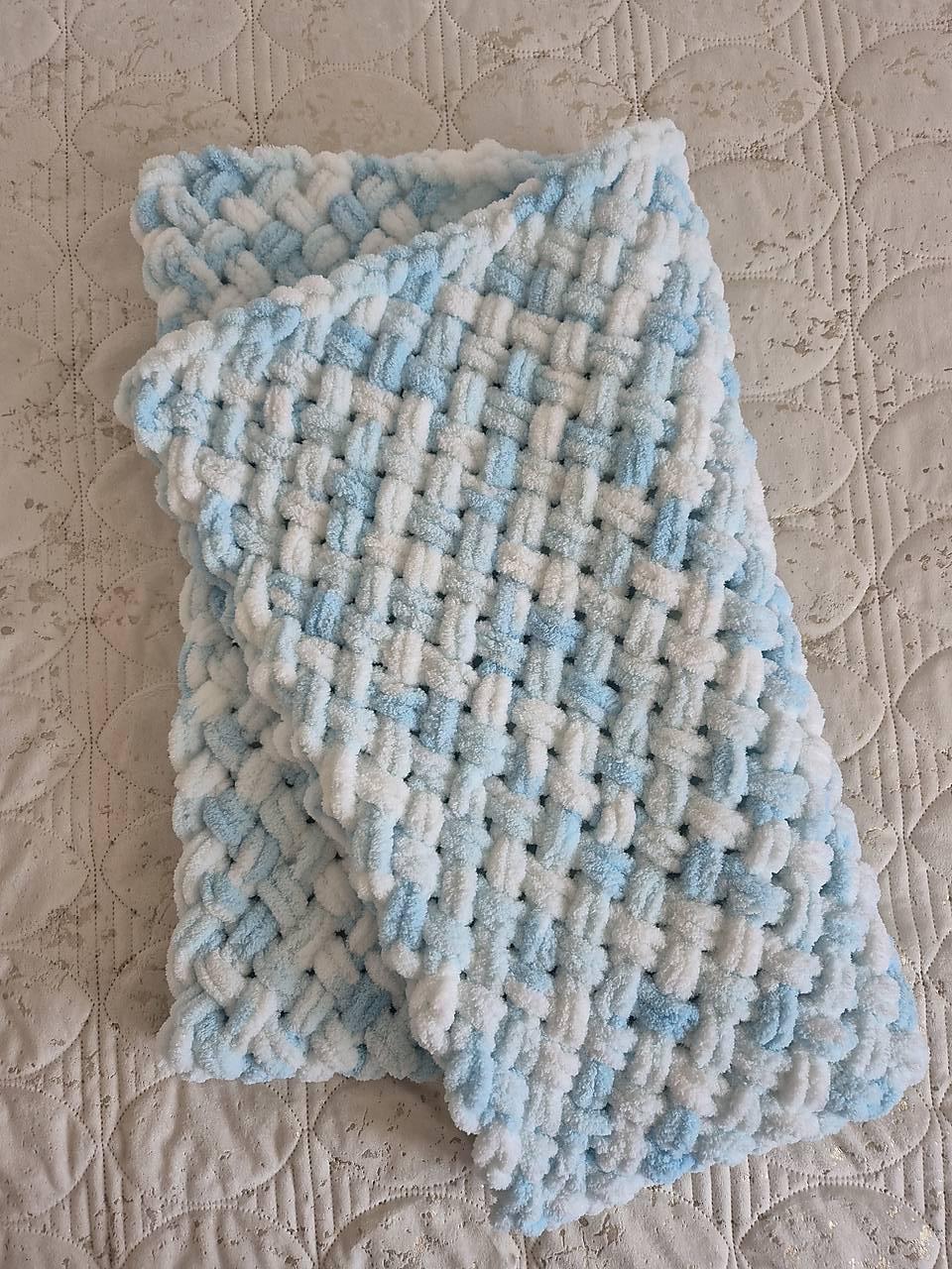 Puffy deka - krížikový vzor (Modrá)