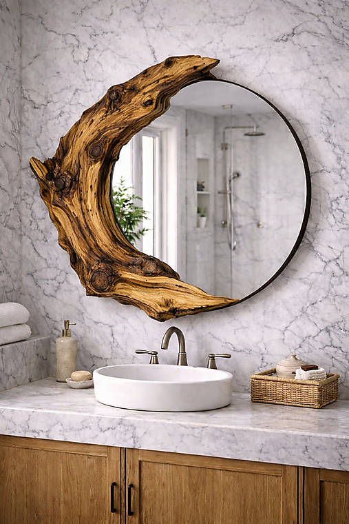 Zrkadlá - Dizajnové zrkadlo s olivovým drevom 2 - 18100999_