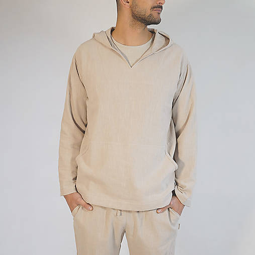 Pánske oblečenie - Ľanová mikina TERRA - natural - 18099150_