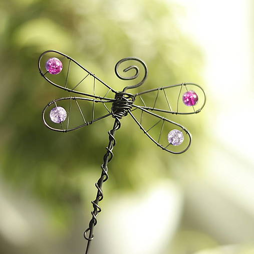 Dekorácie - zápich vážka (fialová) - 18103329_