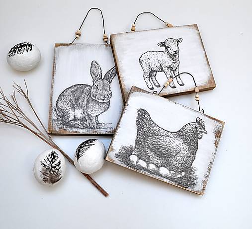 Dekorácie - Veľkonočné,drevené obrázky - 18102049_