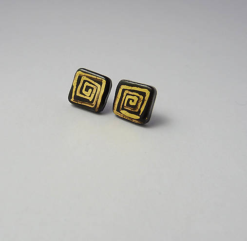 Náušnice - TANA hand made jewellery - keramika/zlato - 18101492_