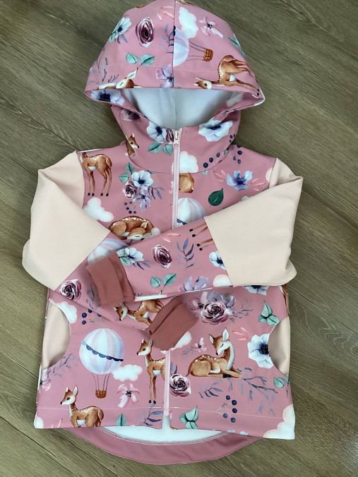 Detské oblečenie - softshellová bunda srnka 104-110 - 18102797_