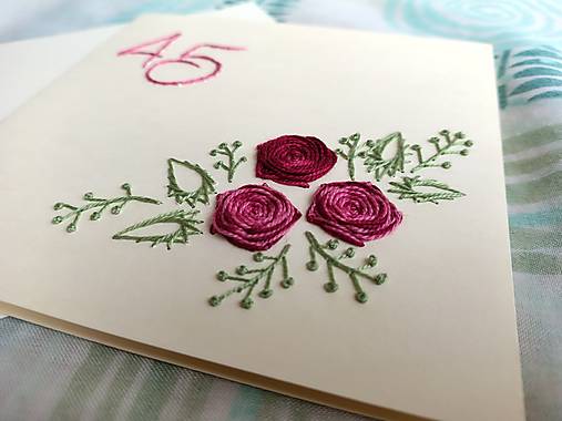 Papiernictvo - Ruže - vyšívaná pohľadnica - 18103047_