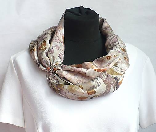 Šatky - Krepdešínový šál so sponou Ekoprint 70. - 18105694_