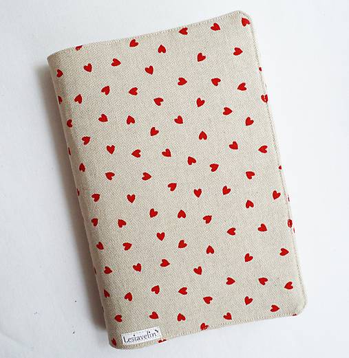 Papiernictvo - Obal na knihu nastaviteľný - Srdiečka  (režný) - 18105064_