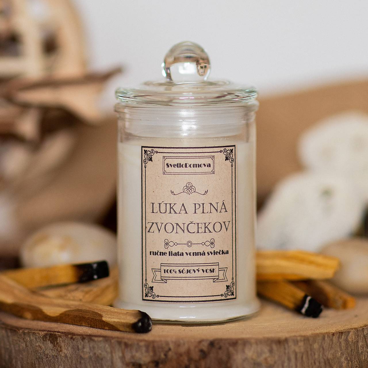 Sviečka zo sójového vosku v skle - Lúka plná zvončekov