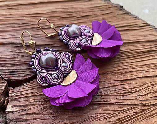 Náušnice - Fialové sukienky (Fialová) - 18104124_