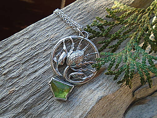 Strieborný prívesok Ag925 Bodliak Olivín