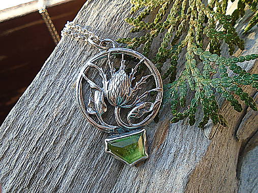 Strieborný prívesok Ag925 Bodliak Olivín