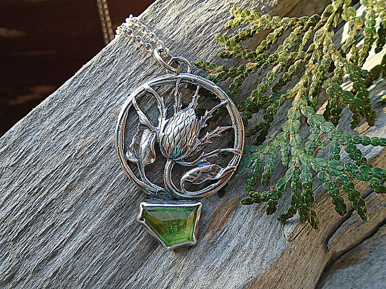 Strieborný prívesok Ag925 Bodliak Olivín