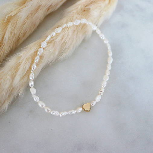 Náramky - Perlový náramok Amore (gold filled) - 18104468_