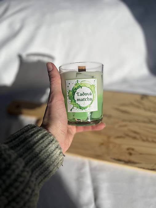Sviečky - Ľadová matcha - Sójovo-gélová sviečka - 18103865_