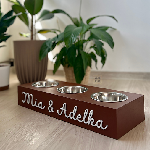 Pre zvieratá - MARYBARY Stojan na 3 misky pre psa / mačku s 3D menom - Minimalista - 18105568_