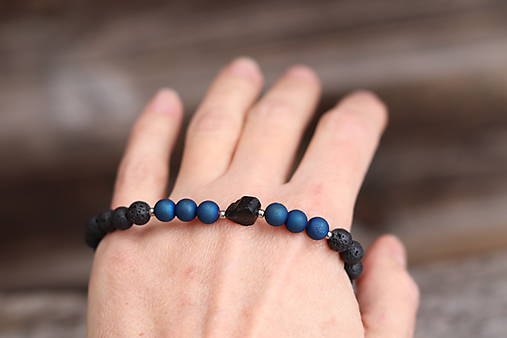 Pánsky náramok achát, turmalín, láva