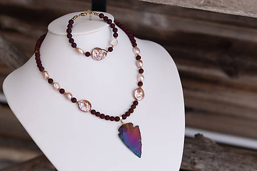 Náhrdelník achát s perlami