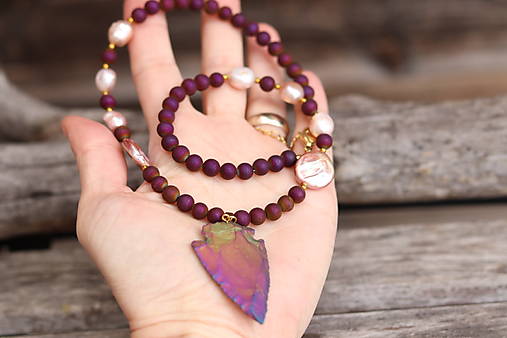 Náhrdelník achát s perlami