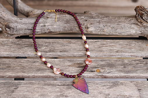 Náhrdelník achát s perlami