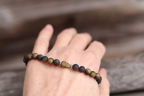 Pánsky náramok achát, turmalín