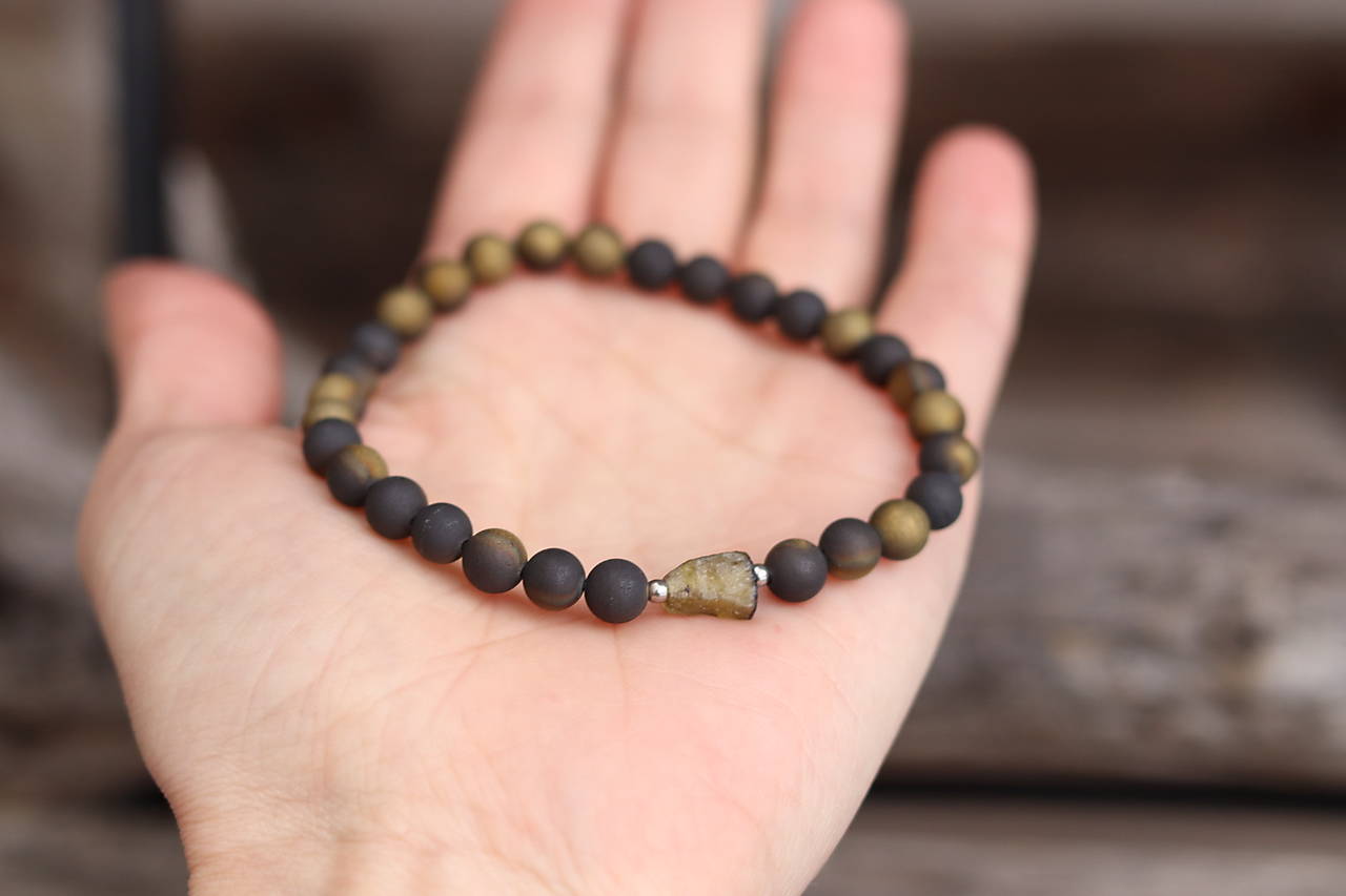 Pánsky náramok achát, turmalín