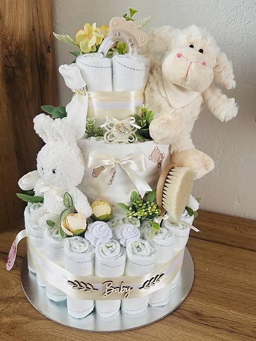 Detské doplnky - Plienková torta s Ovečkou II - 18104369_