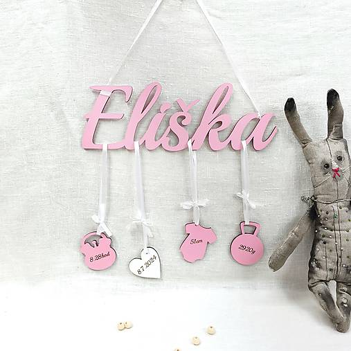 Tabuľky - Detská menovka s údajmi o narodení - 18106937_