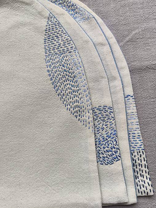 Úžitkový textil - vyšívané prestieranie - šedomodré - 18106514_