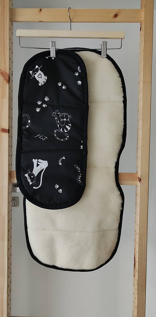 Detský textil - VLNIENKA Podložka do autosedačky  Joie i Traver Signature 15/36 kg 100% Merino TOP SUPER WASH Natural Mačička - 18107335_