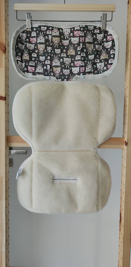 Detský textil - VLNIENKA zmenšovacia vložka do autosedačky  Nuna Pruu 100% Merino top super wash Natural  Medvedík - 18107365_