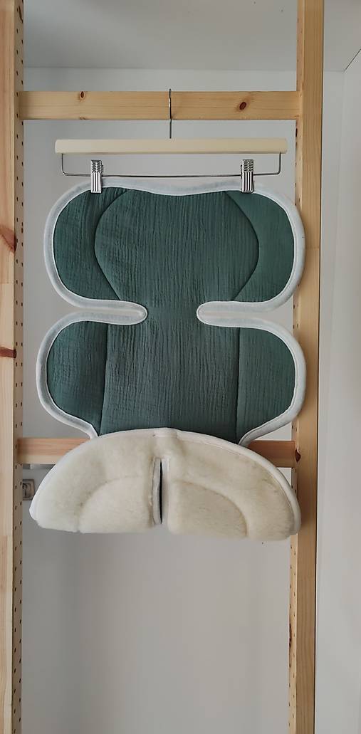 Detský textil - VLNIENKA podložka Autosedačky Besafe go Beyond  0/13kg 100% Merino proti poteniu a prehriatiu 100% Mušelin zelený - 18107393_