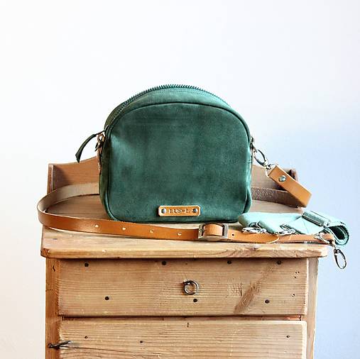 Kabelky - Kožená crossbody kabelka Forest-Green - 18107812_