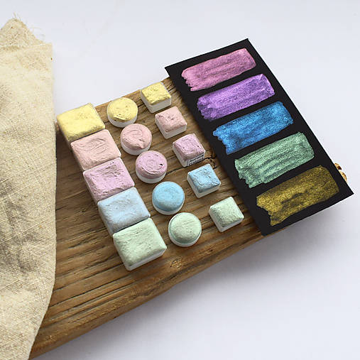 Farby-laky - Auróra- set metalických akvarelových farieb - 18107916_