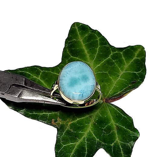 Prstene - ZLATÝ prsteň  anielský LARIMAR 18*14 - 18109142_