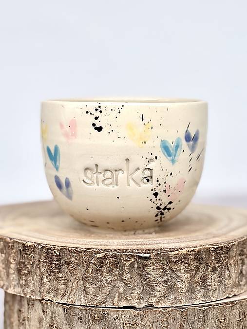 Farebné Srdiečka - pohárik lungo starká (150 ml, bez uška)