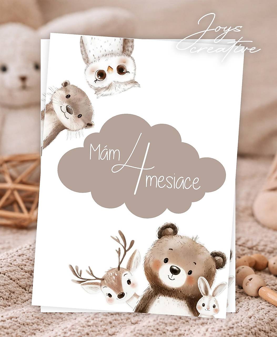 Míľnikové kartičky na fotenie bábätka   (Lesné zvieratká)