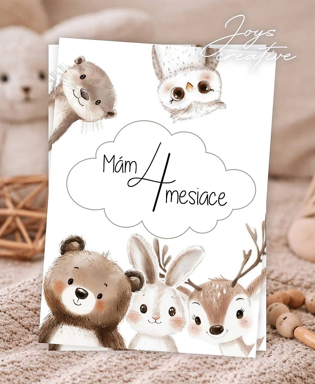 Míľnikové kartičky na fotenie bábätka   (Zvieratká- biely obláčik)
