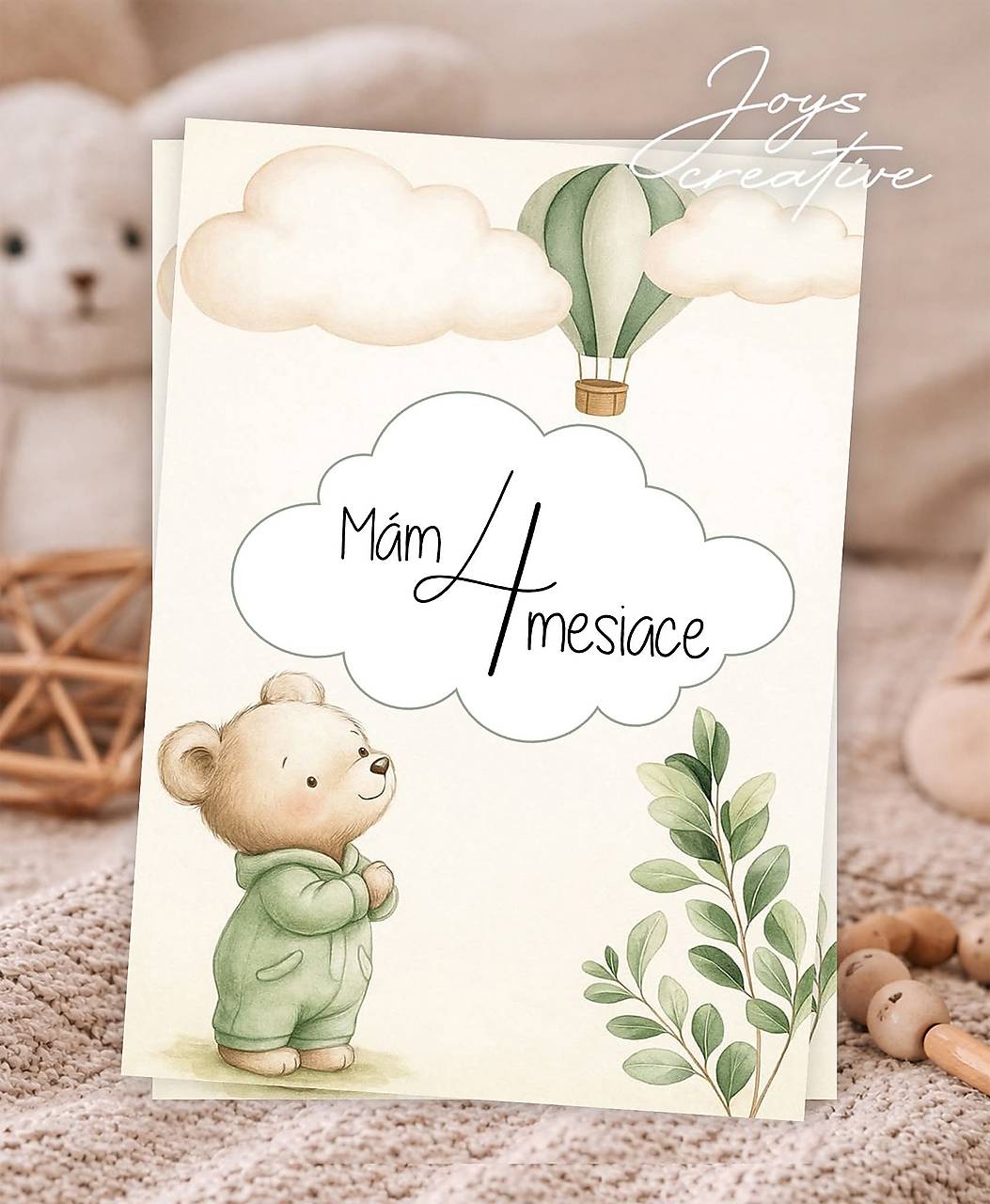 Míľnikové kartičky na fotenie bábätka   (Macko a balón)