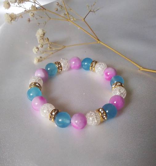 Náramky - Detský náramok jadeit a krištáľ - 18110664_