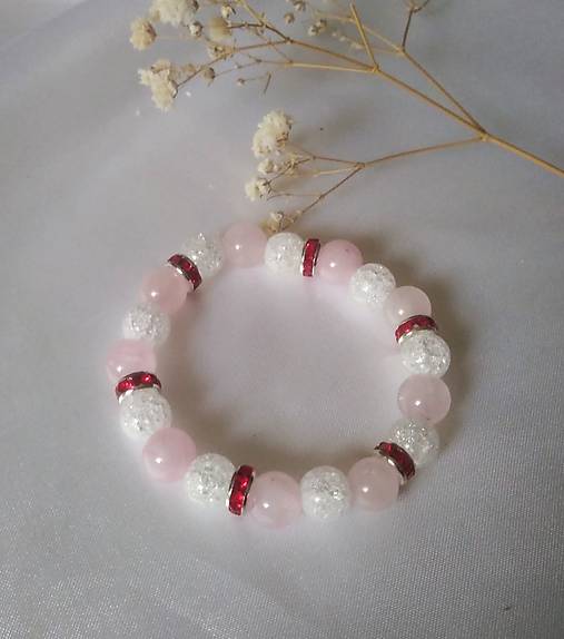 Detské doplnky - Detský náramok krištáľ a ruženín - 18111172_