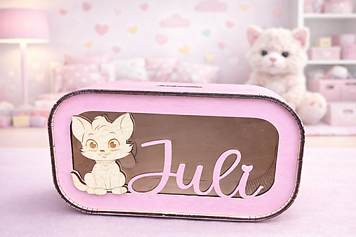 Úložné priestory & Organizácia - Pokladnička Mačička - personalizovaná s menom a obrázkom - 18111158_