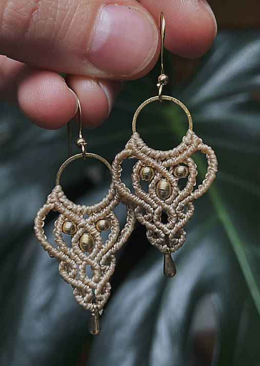 Náušnice - Micro macramé boho náušnice - 18110332_