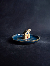 Nádoby - Stojan/tanierik Domček modrý - 18110217_